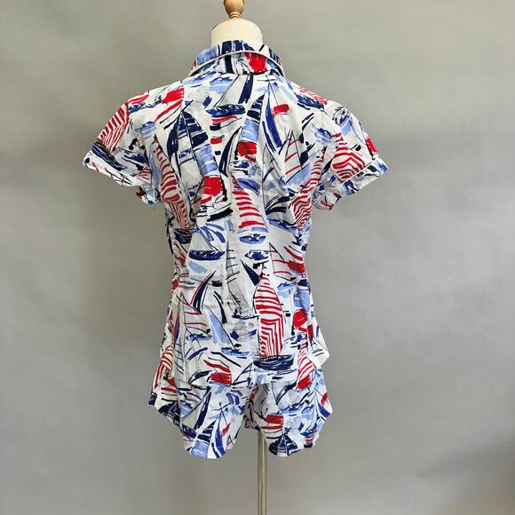 Lauren Ralph Lauren sailboat cotton short sleeve top/shorts pajama set Medium - Picture 4 of 15